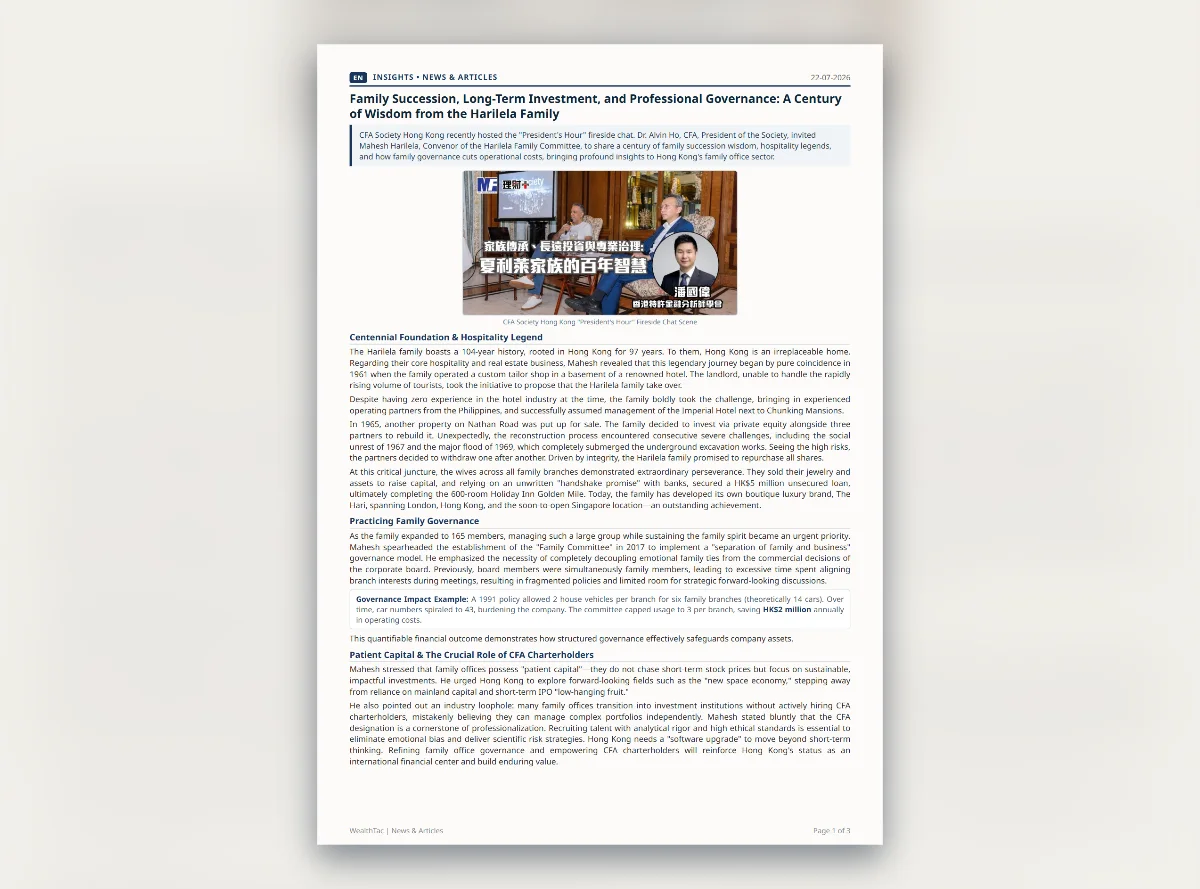 Family Succession, Long-Term Investment, and Professional Governance: A Century of Wisdom from the Harilela Family